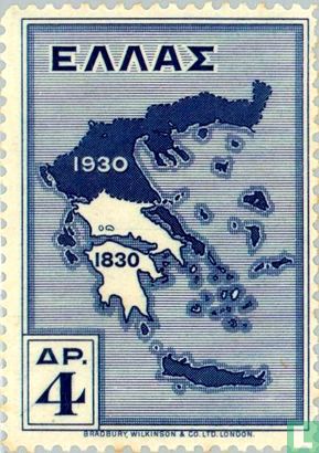 Landkaart van Griekenland in 1830 en 1930