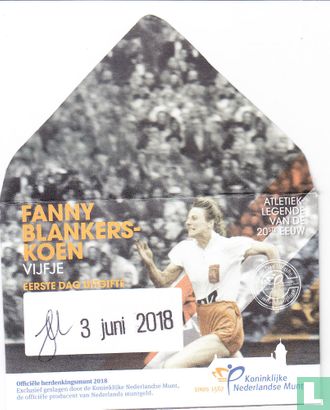 Netherlands 5 euro 2018 (coincard - first day of issue) "100th anniversary of the birth of Fanny Blankers Koen" - Image 1