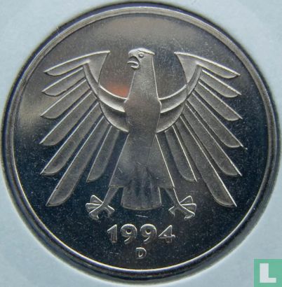 Allemagne 5 mark 1994 (D) - Image 1