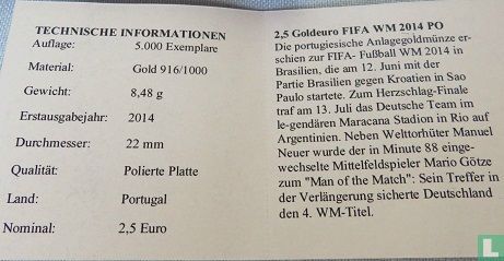 Portugal 2½ euro 2014 (PROOF - gold) "2014 Football World Cup in Brazil" - Image 3