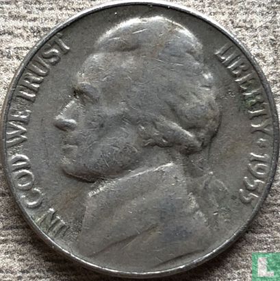 États-Unis 5 cents 1955 (sans lettre) - Image 1