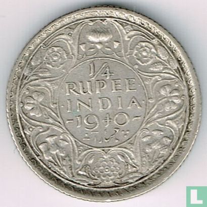 British India ¼ rupee 1940 (Calcutta) - Image 1