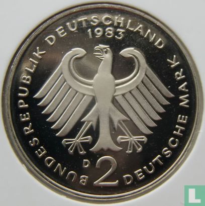 Duitsland 2 mark 1983 (PROOF - D - Theodor Heuss) - Afbeelding 1