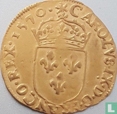 Frankrijk 1 gouden écu 1570 (H) - Afbeelding 1