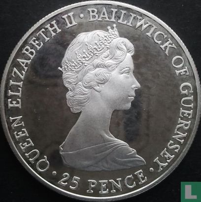 Guernsey 25 pence 1981 (PROOF) "Wedding of Prince Charles and Lady Diana Spencer" - Afbeelding 2