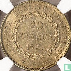 Frankrijk 20 francs 1894 - Afbeelding 1