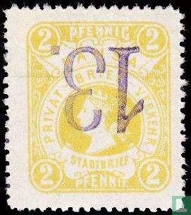 Woman's head with crown (with overprint) 