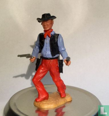 Cowboy met twee revolvers blauw/zwart - Afbeelding 1