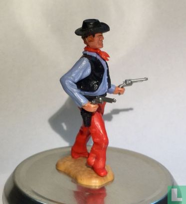 Cowboy met twee revolvers blauw/zwart - Afbeelding 2