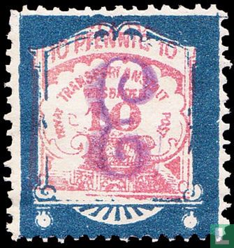 Pavilion and shell - hand stamp overprint 