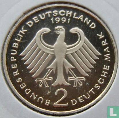 Germany 2 mark 1991 (PROOF - F - Ludwig Erhard) - Image 1