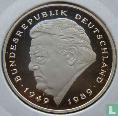 Duitsland 2 mark 1991 (PROOF - J - Franz Joseph Strauss)  - Afbeelding 2