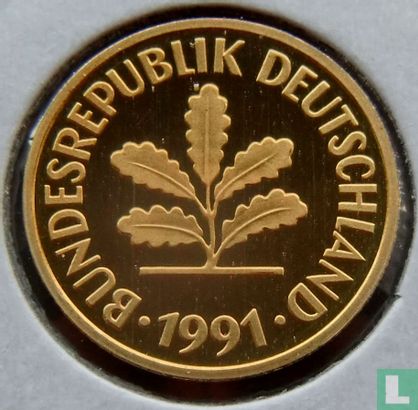 Germany 5 pfennig 1991 (PROOF - J) - Image 1