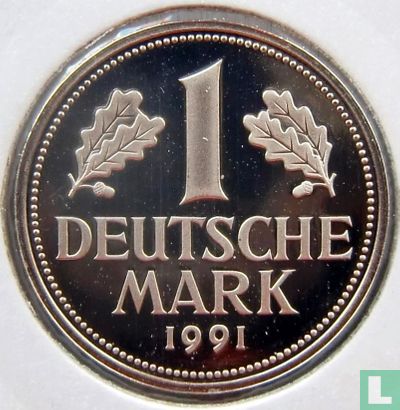 Germany 1 mark 1991 (PROOF - D) - Image 1