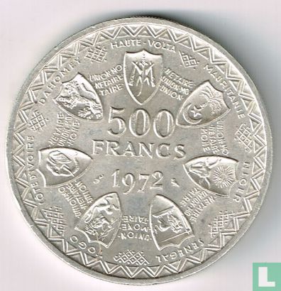 Westafrikanische Staaten 500 Franc 1972 "10th Anniversary of the Monetary Union" - Bild 1