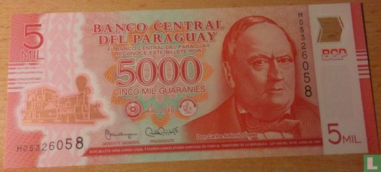 Paraguay 5000 guaranies 2016 - Image 1