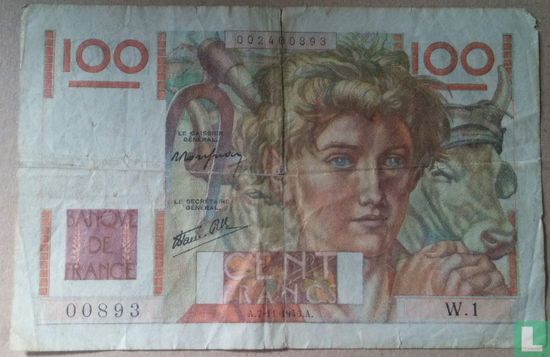 Frankrijk 100 Francs 1945 - Afbeelding 1