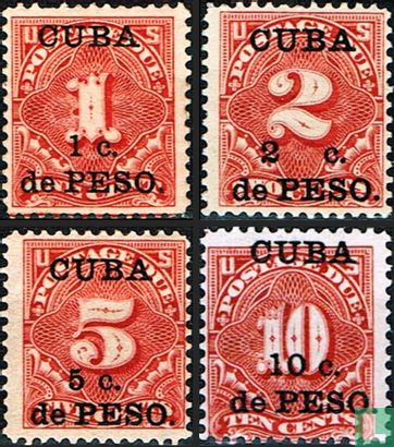 Postage due stamps with overprint