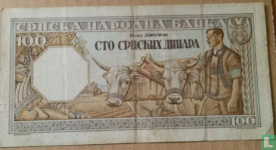 Serbien 100 Dinar 1943 - Bild 1