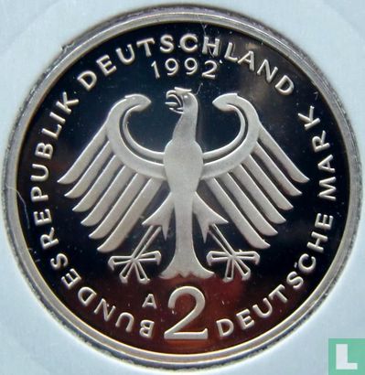 Duitsland 2 mark 1992 (PROOF - A - Ludwig Erhard) - Afbeelding 1