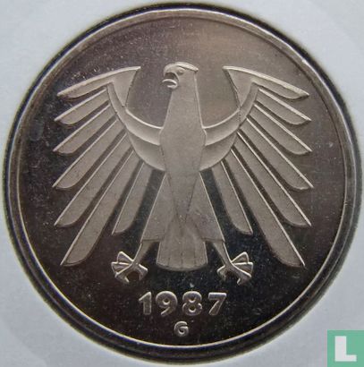 Allemagne 5 mark 1987 (G) - Image 1