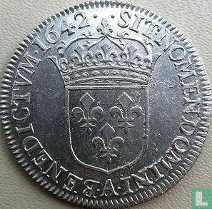 France ¼ ecu 1642 (A - crowned escutcheon - 2 points) - Image 1