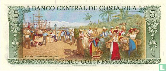 Costa Rica 5 Colones 1989 - Image 2