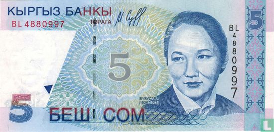 Kyrgyzstan 5 Som 1997 - Image 1