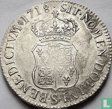 France 1 ecu 1718 (S - with crowned escutcheon) - Image 1