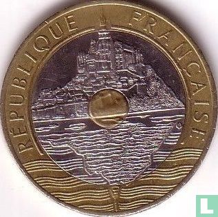 France 20 francs 1992 (4 milled bands - open V) - Image 2