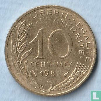 Frankrijk 10 centimes 1981 (misslag) - Afbeelding 1
