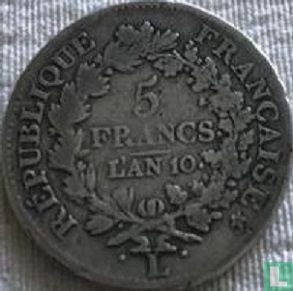 Frankrijk 5 francs AN 10 (L) - Afbeelding 1