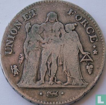 France 5 francs AN 11 (Q - UNION ET FORCE) - Image 2