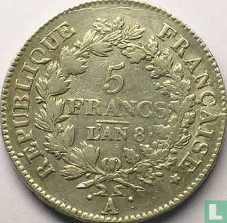 France 5 francs AN 8 (A) - Image 1