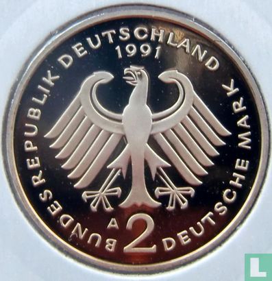 Germany 2 mark 1991 (PROOF - A - Ludwig Erhard) - Image 1
