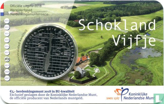Nederland 5 euro 2018 (coincard - BU) "Schokland Vijfje" - Afbeelding 1