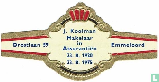 J. Koolman Makelaar en Assurantiën 23.8.1920 23.8.1975 - Drostlaan 59 - Emmeloord - Afbeelding 1