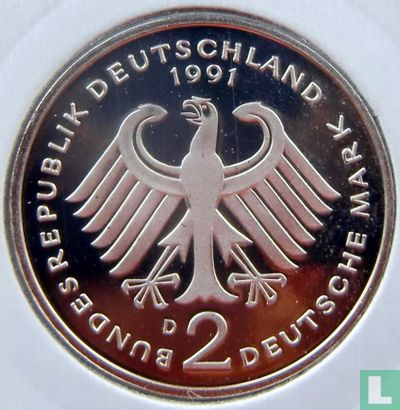 Duitsland 2 mark 1991 (PROOF - D - Ludwig Erhard) - Afbeelding 1