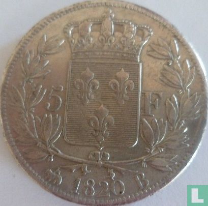 France 5 francs 1820 (B) - Image 1