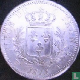 Frankrijk 5 francs 1815 (LOUIS XVIII - W) - Afbeelding 1