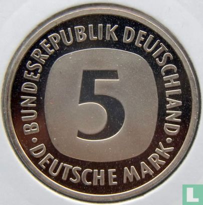 Germany 5 mark 1989 (PROOF - G) - Image 2