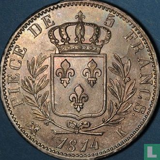 Frankrijk 5 francs 1814 (K) - Afbeelding 1