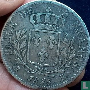 Frankrijk 5 francs 1815 (K) - Afbeelding 1