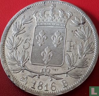 France 5 francs 1816 (B) - Image 1