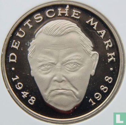 Germany 2 mark 1989 (PROOF - G - Ludwig Erhard) - Image 2