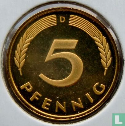 Germany 5 pfennig 1989 (PROOF - D) - Image 2