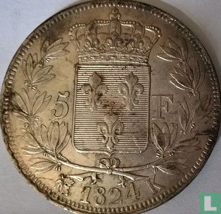 Frankrijk 5 francs 1824 (K) - Afbeelding 1