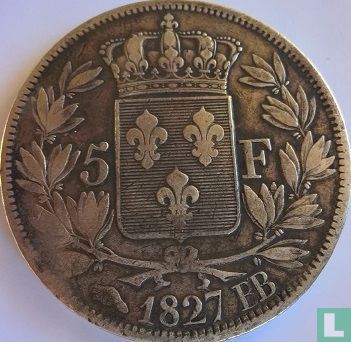 Frankrijk 5 francs 1827 (BB) - Afbeelding 1
