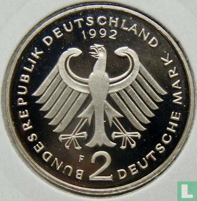 Germany 2 mark 1992 (PROOF - F - Franz Joseph Strauss) - Image 1