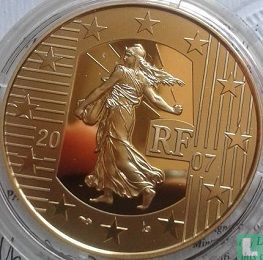 France 5 euro 2007 (PROOF - gold 920 ‰) "5th anniversary of the euro" - Image 1